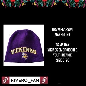 DREW PEARSON MARKETING| GAME DAY|  EMBROIDERED VIKINGS | YOUTH BEANIE| SIZE 8-20